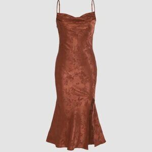 Cider Satin Slip Dress‎ Whimsigoth Coquette Retro 90’s Floral Jacquard Mermaid